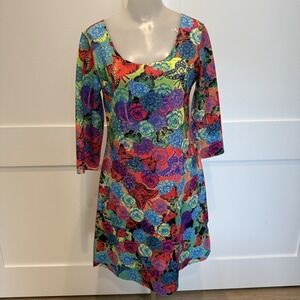Animapop Reversible Pop Art Dress Butterfly Floral Neon Print Mod Shift